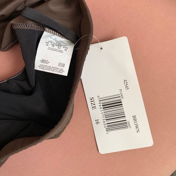 Penbrooke Tummy Control Brown Bikini Hi Rise Brief Swim Bottoms Plus Size 16 1X - Picture 5 of 5